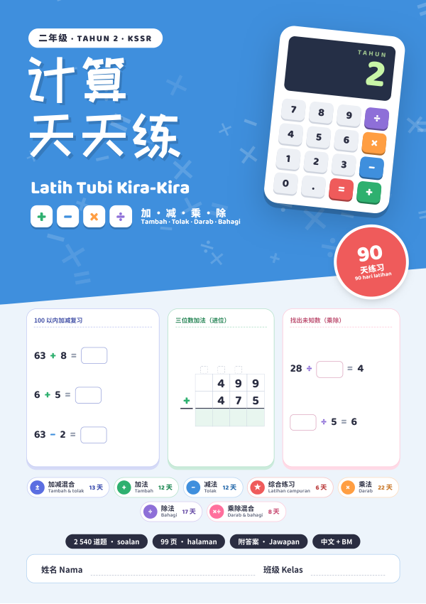 Latih Tubi Kira-Kira (90 Hari) (Edisi Cina (dwibahasa BM)) Tahun 2
