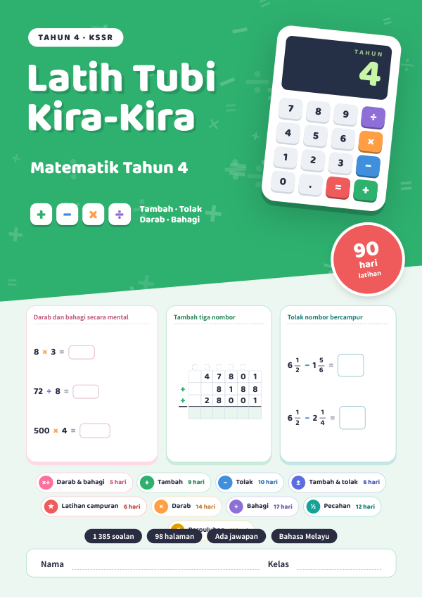 Latih Tubi Kira-Kira (90 Hari) (Edisi Bahasa Melayu) Tahun 4