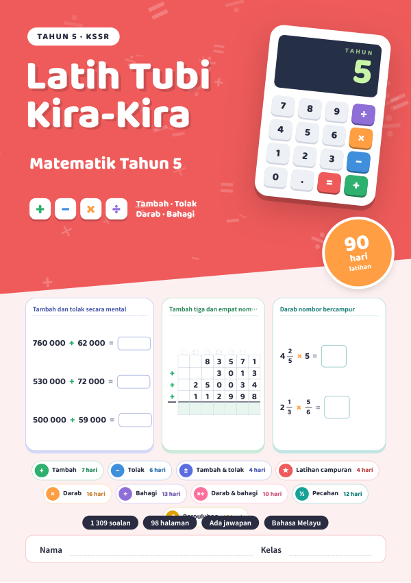 Latih Tubi Kira-Kira (90 Hari) (Edisi Bahasa Melayu) Tahun 5