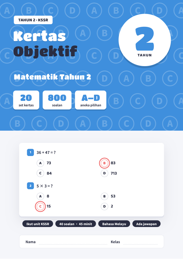 Kertas Objektif Matematik (Edisi Bahasa Melayu) Tahun 2