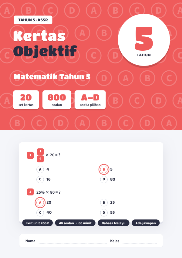 Kertas Objektif Matematik (Edisi Bahasa Melayu) Tahun 5
