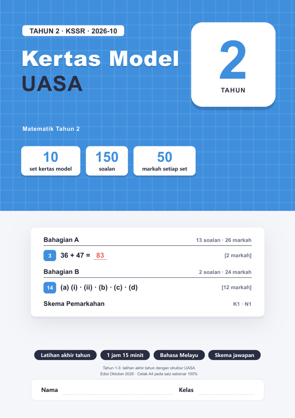 Kertas Model UASA Matematik (Edisi Bahasa Melayu) Tahun 2