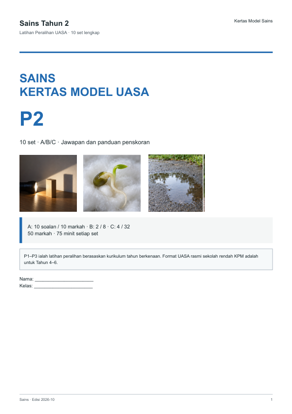 Kertas Model UASA Sains (Edisi Bahasa Melayu) Tahun 2